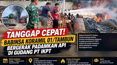 TNI AD Hadir di Tengah Situasi Darurat, Babinsa 01 Tambun Sigap Tangani Kebakaran